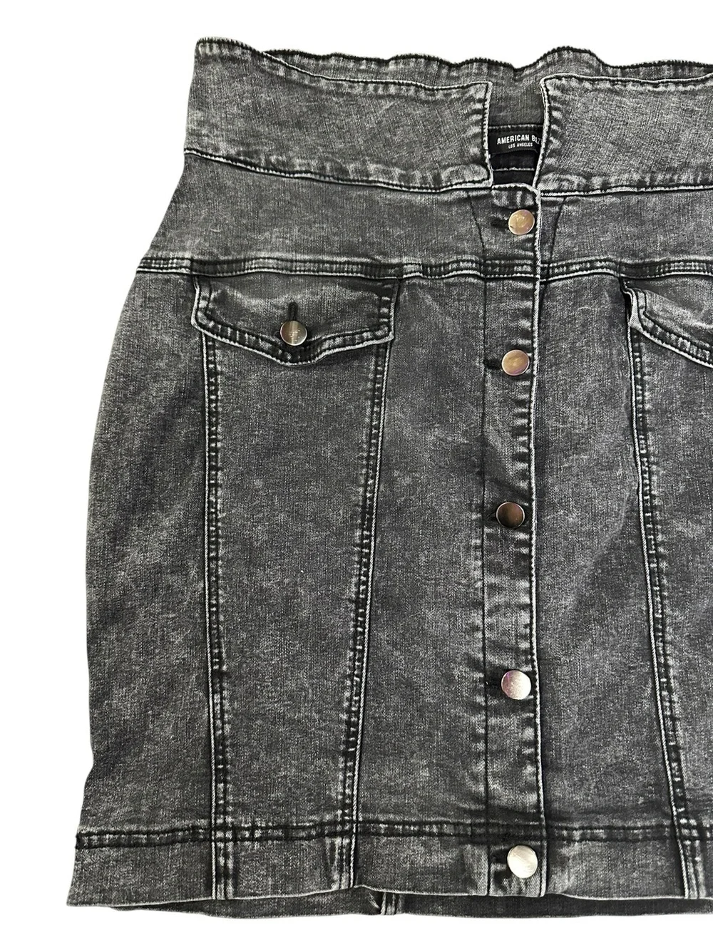 AMERICAN BAZI / Black Distressed Mini Jean Skirt / Size 2X / Grunge Emo Denim